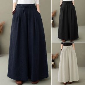 ZANZEA Women Elastic Waist Solid Color Culottes St